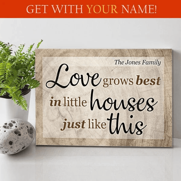 Personalized Love Grows Best Canvas Wall Art – Family Home Decor