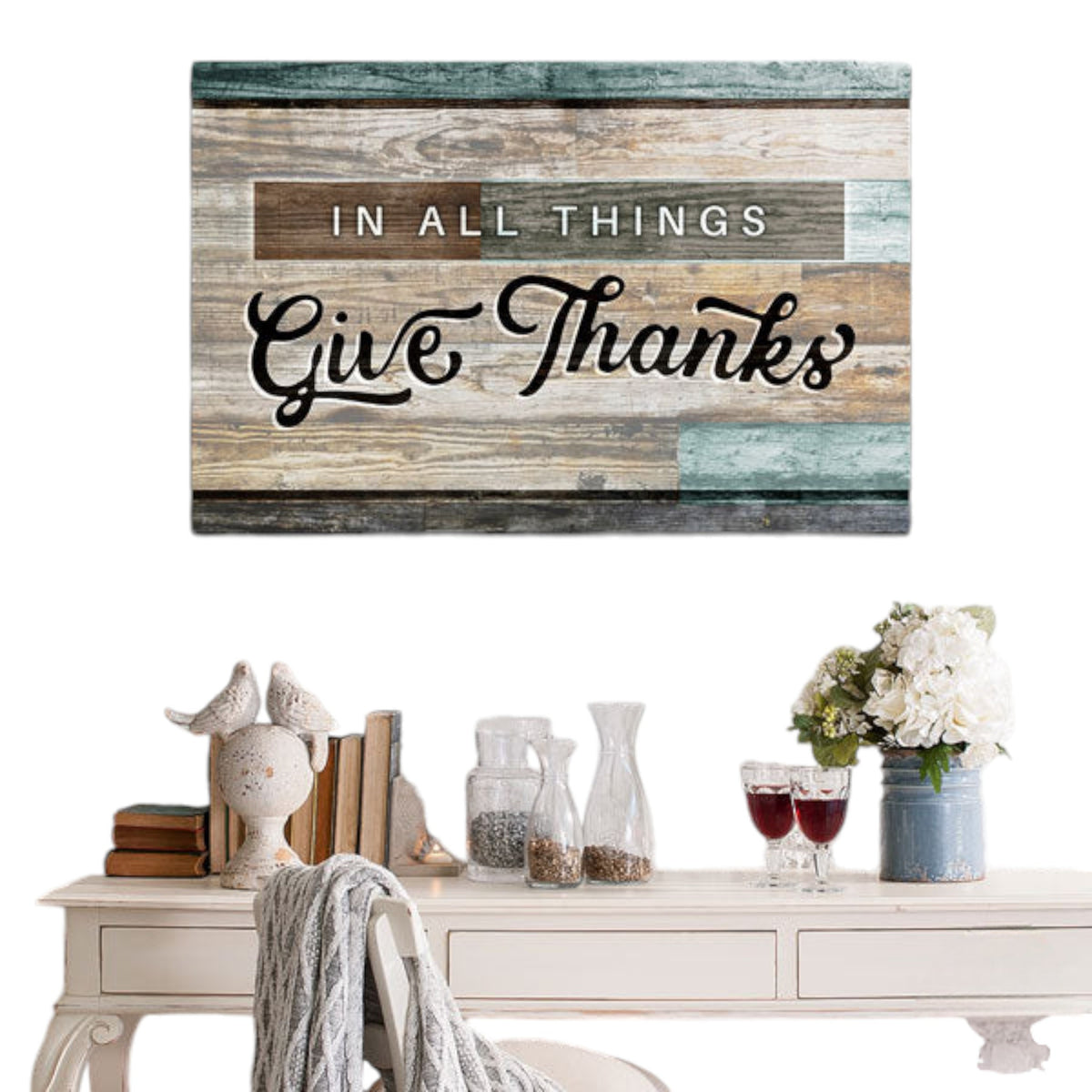 In All Things Give Thanks Canvas Wall Art – Christian Wall Decor