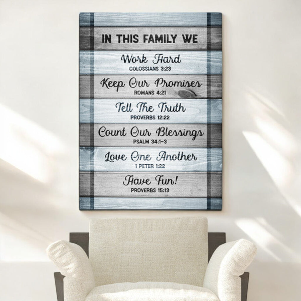 In This Family Bible Quotes Canvas Wall Art – Christian Wall Decor