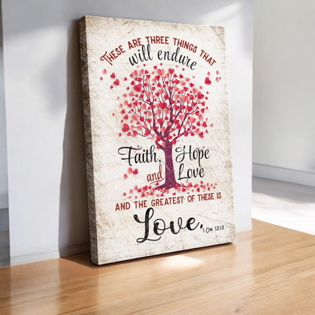 Faith Hope Love - The Greatest Of These Is Love Canvas Wall Art – Christian Wall Decor