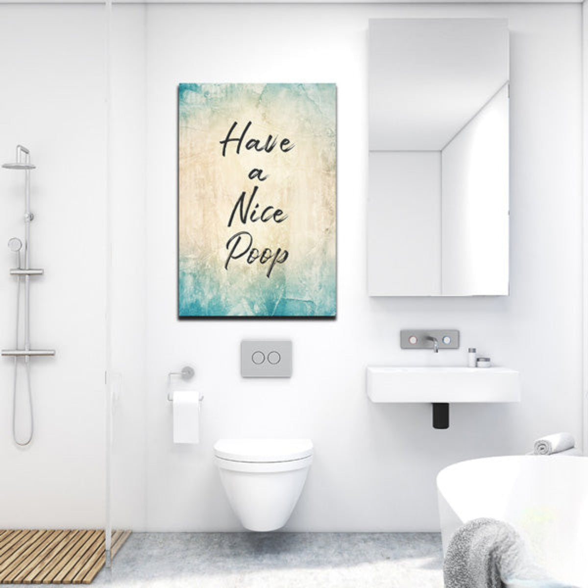 Have A Nice Poop Rustic Canvas Wall Art – Funny Bathroom Decor