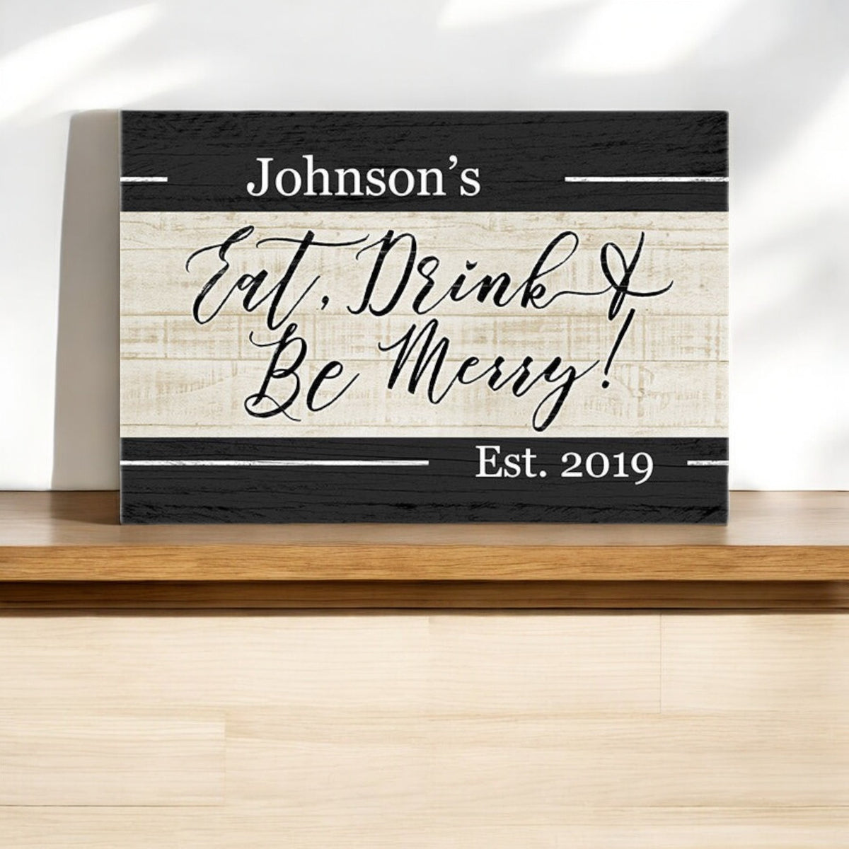 Personalized Eat, Drink & Be Merry Canvas Wall Art – Christmas Decor