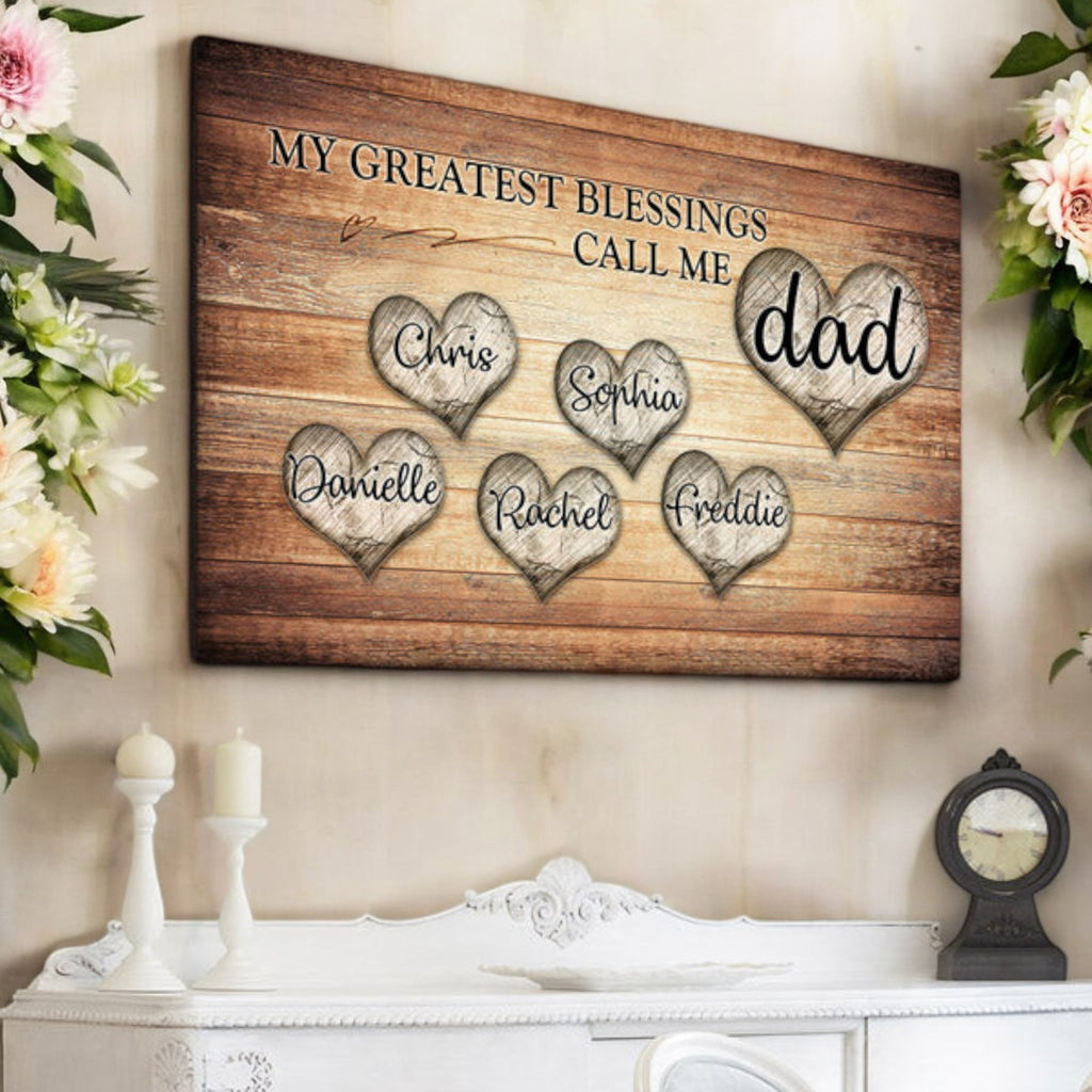 Personalized My Greatest Blessings Call Me Canvas Wall Art – Christian Wall Decor