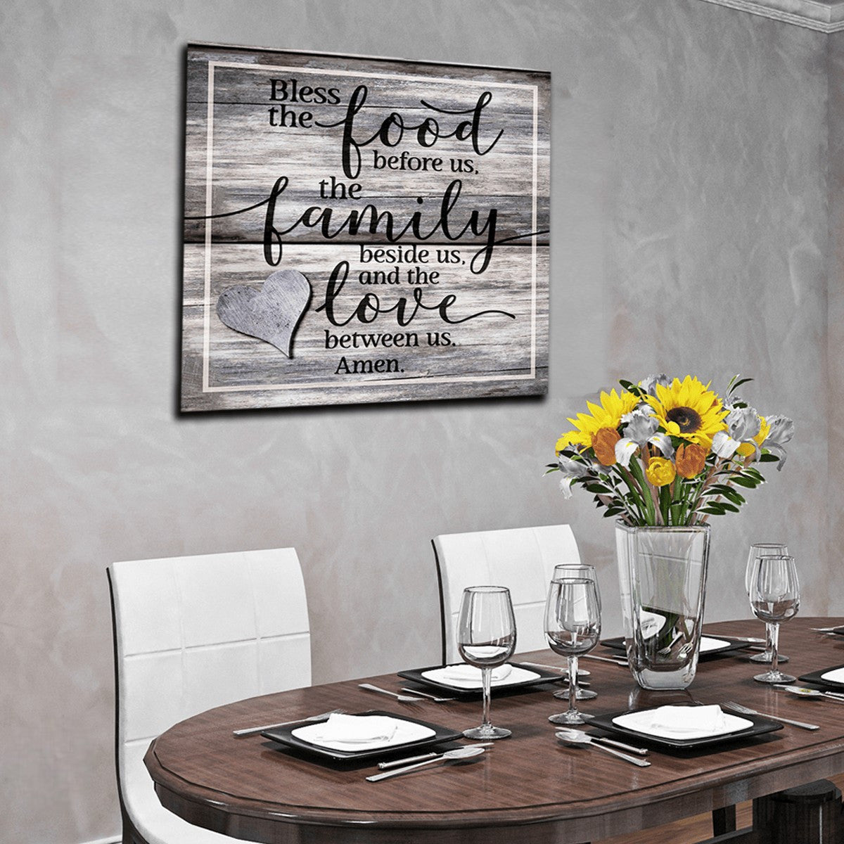 Food, Family, Love Canvas Wall Art – Kitchen Wall Decor