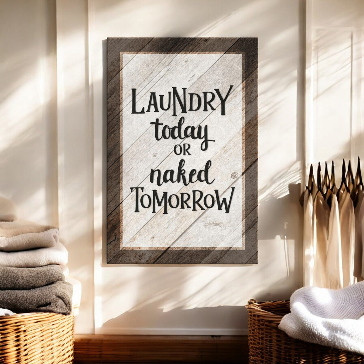 Laundry Today Or Naked Tomorrow Canvas Wall Art – Laundry Room Decor