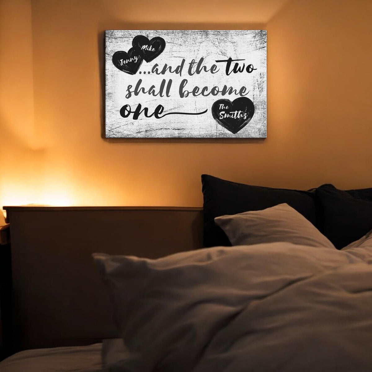 Personalized And The Two Shall Become One Canvas Wall Art – Wedding Gift