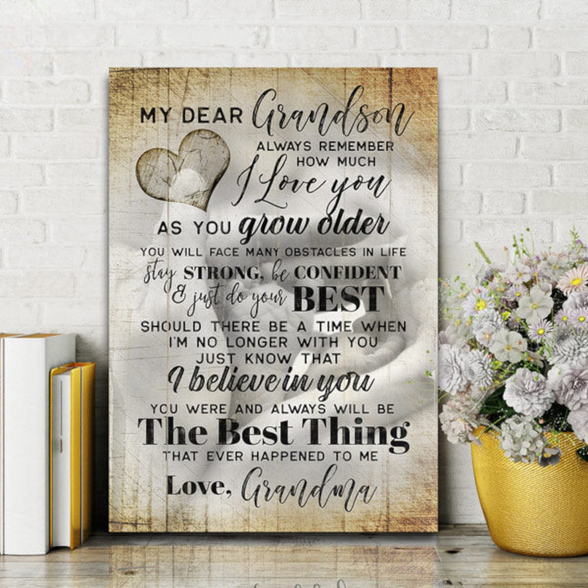Personalized My Dear Grandson - I Love You Canvas Wall Art – Gift for Grandson