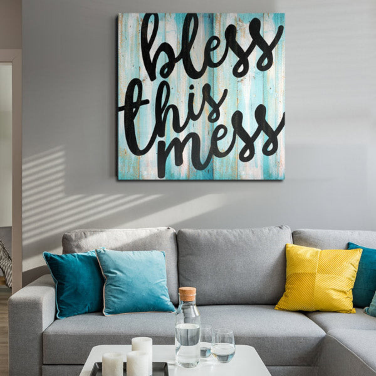 Bless This Mess Canvas Wall Art – Family Home Decor