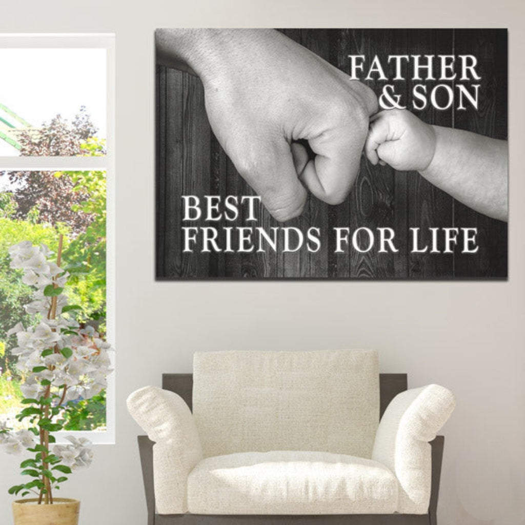 Father And Son - Best Friends For Life Canvas Wall Art – Gift for Dad