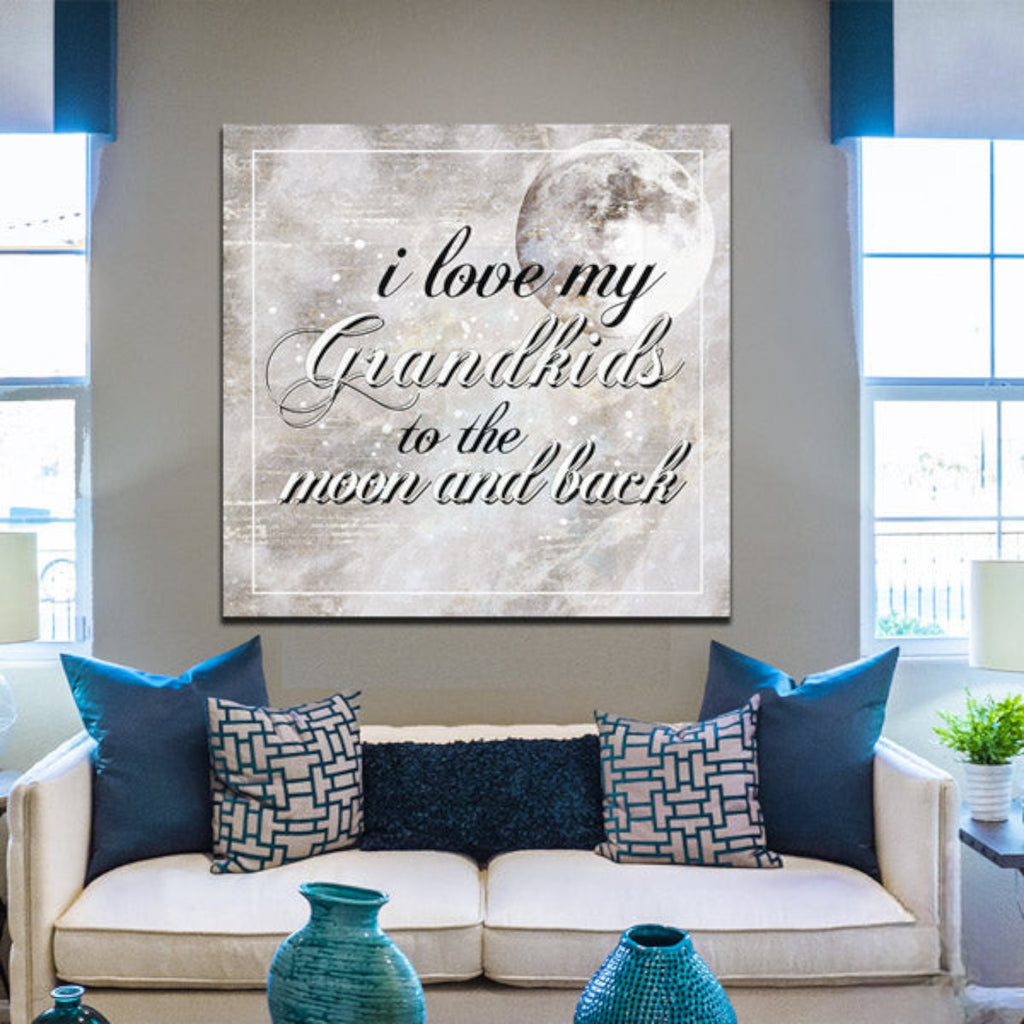 I Love My Grandkids To The Moon And Back Canvas Wall Art – Gift for Grandparents