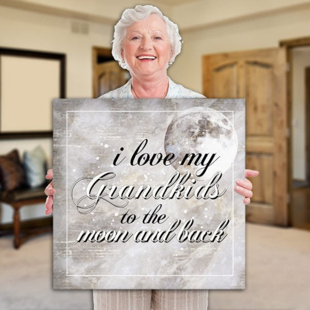 I Love My Grandkids To The Moon And Back Canvas Wall Art – Gift for Grandparents