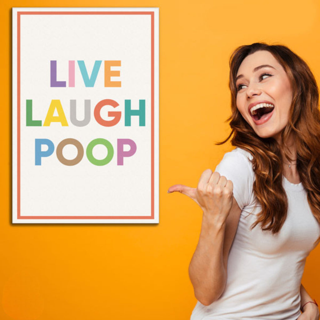 Live Laugh Poop Canvas Wall Art – Funny Bathroom Decor