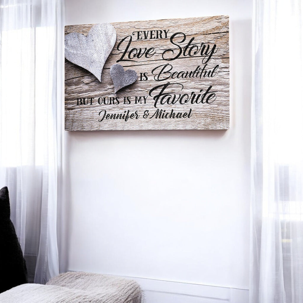 Personalized Our Love Story Canvas Wall Art – Couple Gift