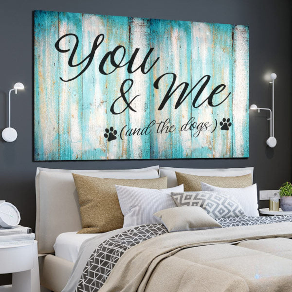 You & Me And The Dogs Canvas Wall Art – Pet Lover Gift