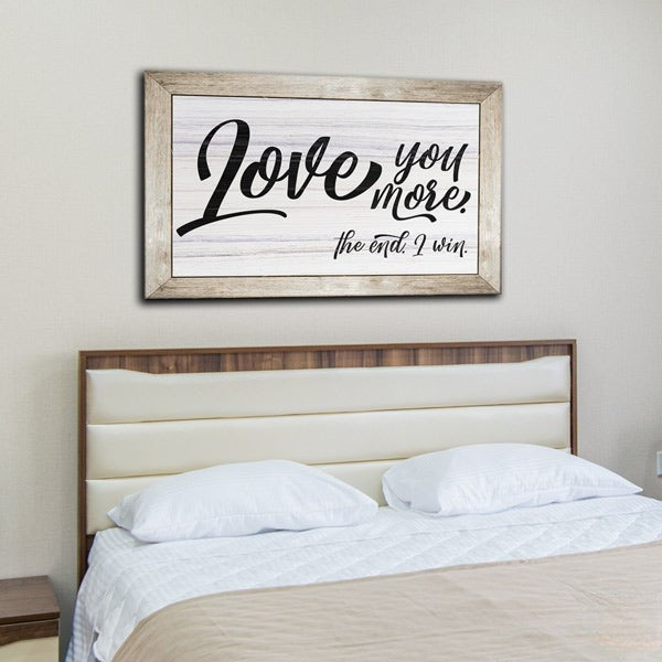 Love You More Black Script Canvas Wall Art – Couple Gift