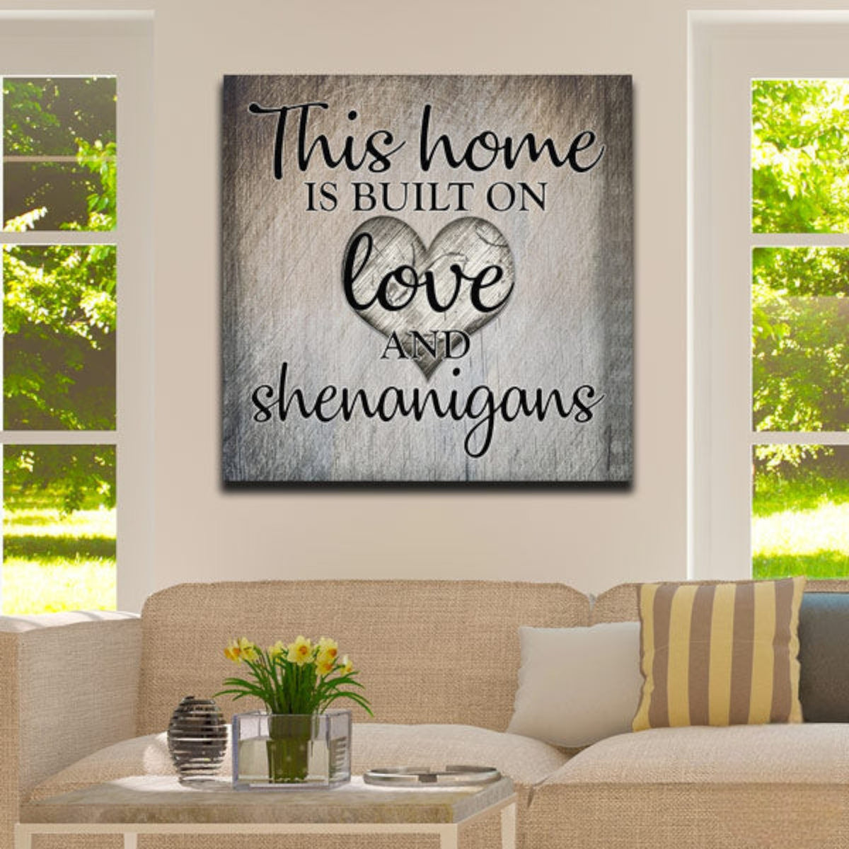 This Home Is Built On Love & Shenanigans Canvas Wall Art – Family Home Decor