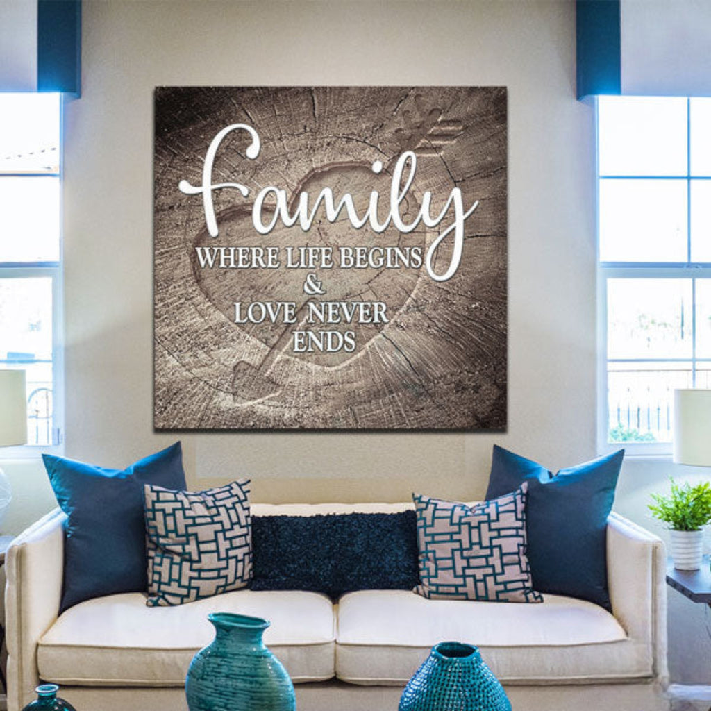 Family - Where Life Begins Canvas Wall Art – Family Home Decor