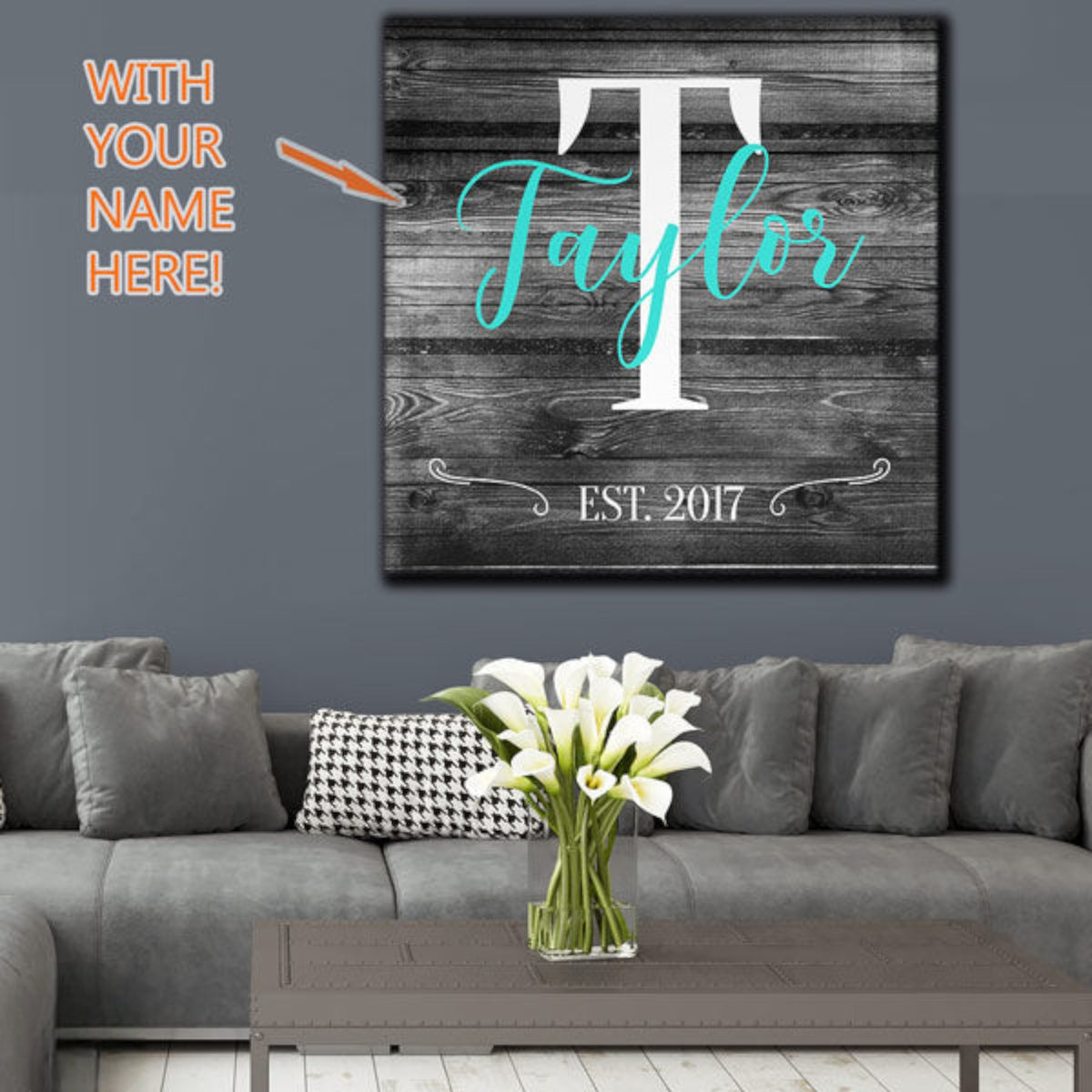 Personalized Family Name Color Choice Canvas Wall Art – Family Home Decor