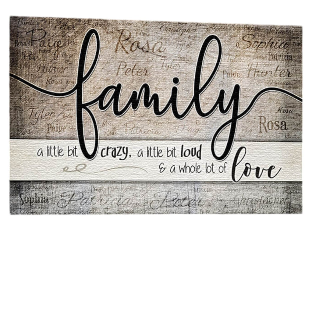 Personalized Family - Crazy Love With Names On Background Canvas Wall Art – Family Home Decor