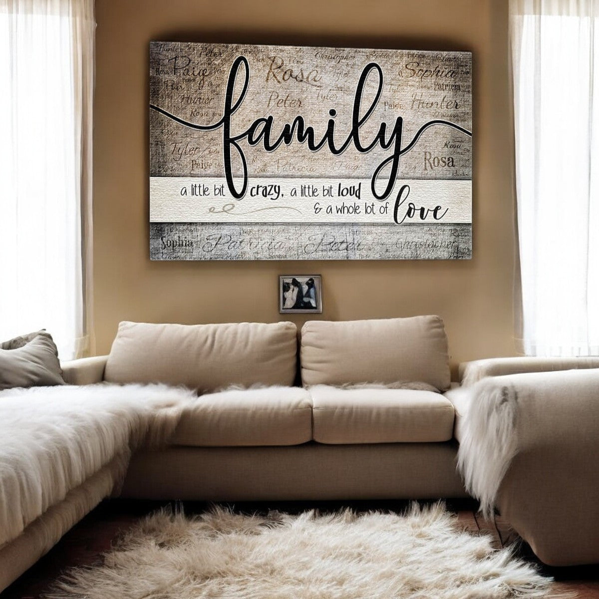 Personalized Family - Crazy Love With Names On Background Canvas Wall Art – Family Home Decor