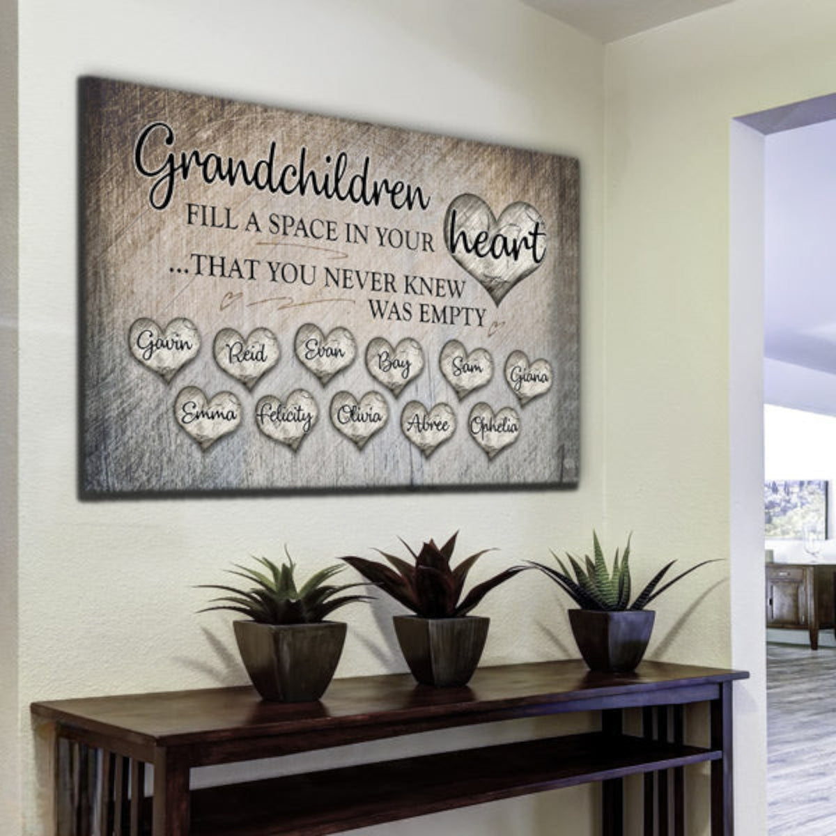 Personalized Grandchildren Fill A Space In Your Heart Canvas Wall Art – Gift for Grandparents
