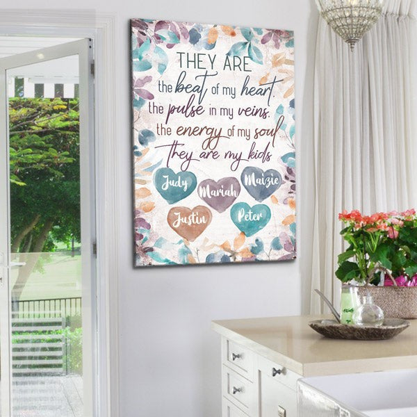 Personalized They Are The Beat Of My Heart Canvas Wall Art – Family Home Decor