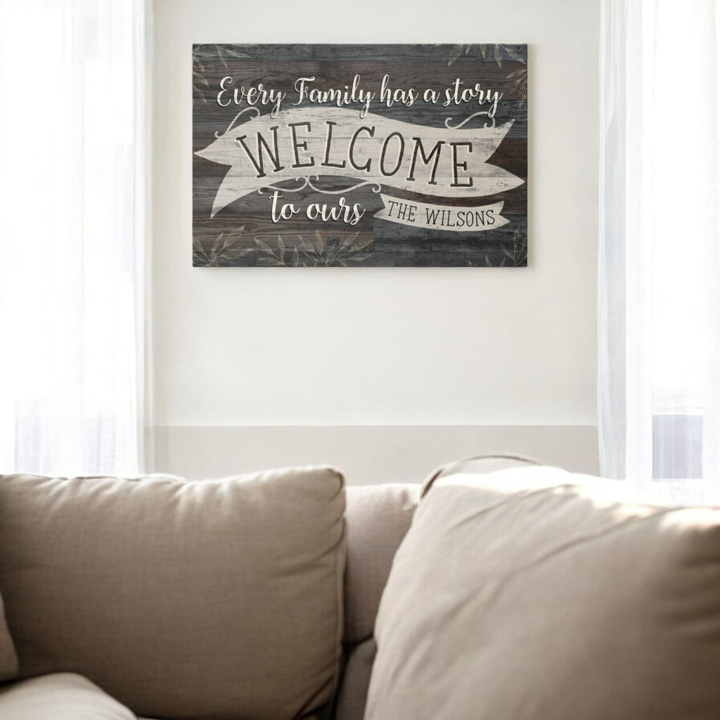 Personalized Welcome to Our Story Canvas Wall Art – Couple Gift