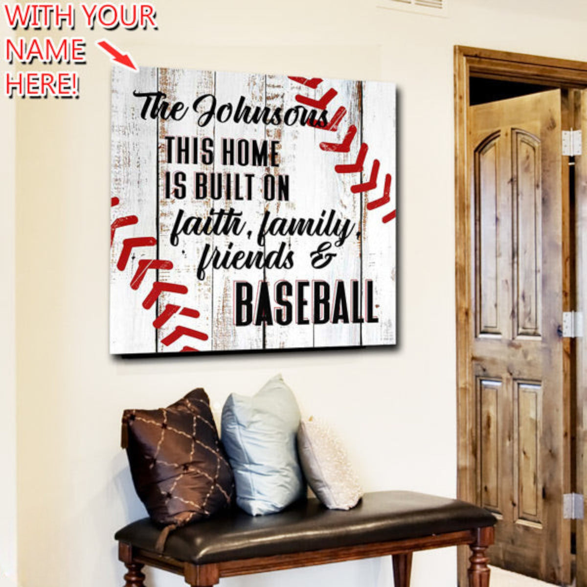Personalized Family, Friends & Baseball Canvas Wall Art – Sports Wall Decor