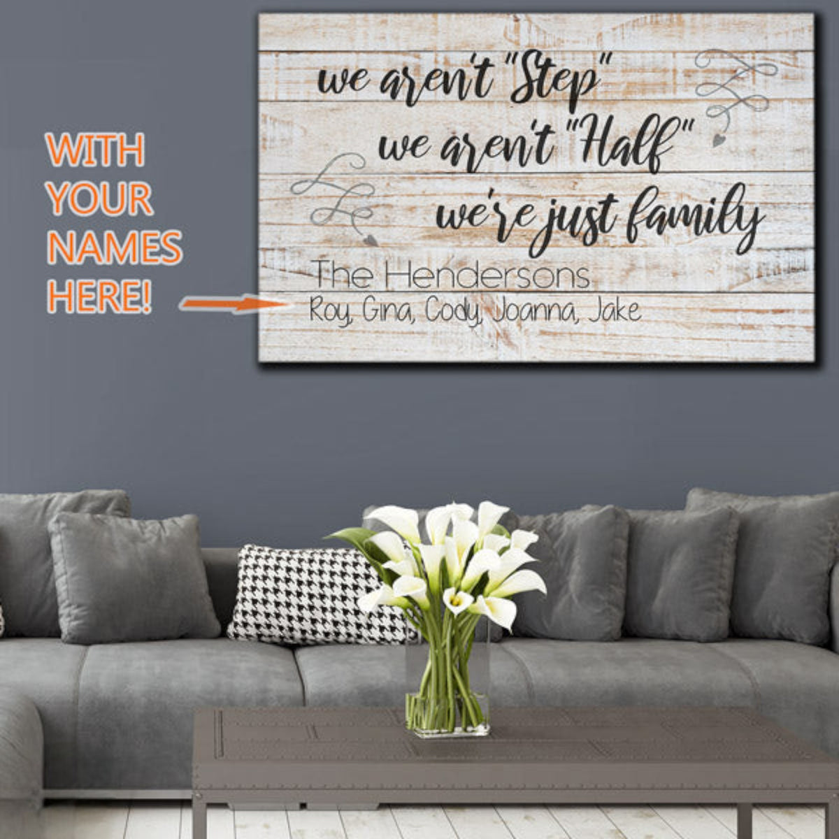 Personalized We Aren't Step Family Canvas Wall Art – Family Home Decor