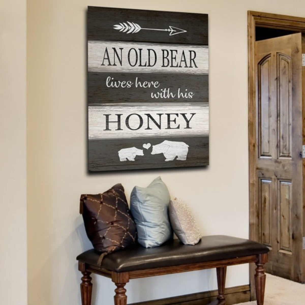 An Old Bear Lives Here Canvas Wall Art – Funny Home Decor