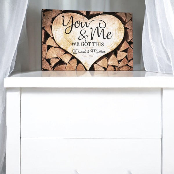 Personalized You & Me We Got This Rustic Canvas Wall Art – Couple Gift