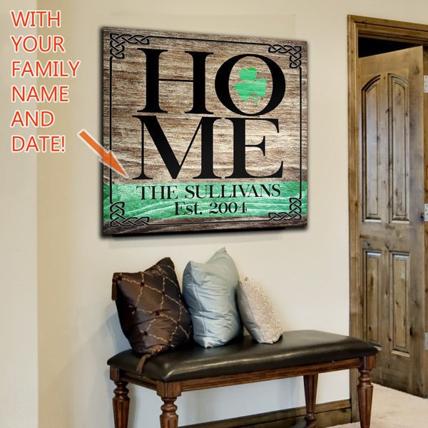 Personalized Irish Home Canvas Wall Art – Family Home Decor