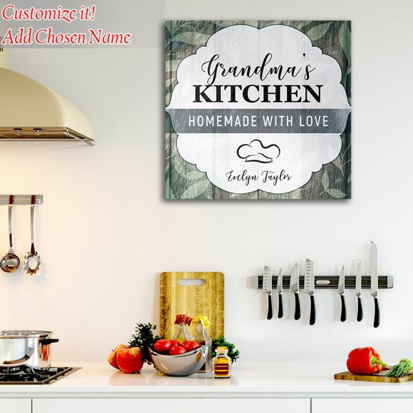 Personalized Grandma's Kitchen - Homemade With Love Canvas Wall Art – Gift for Grandma