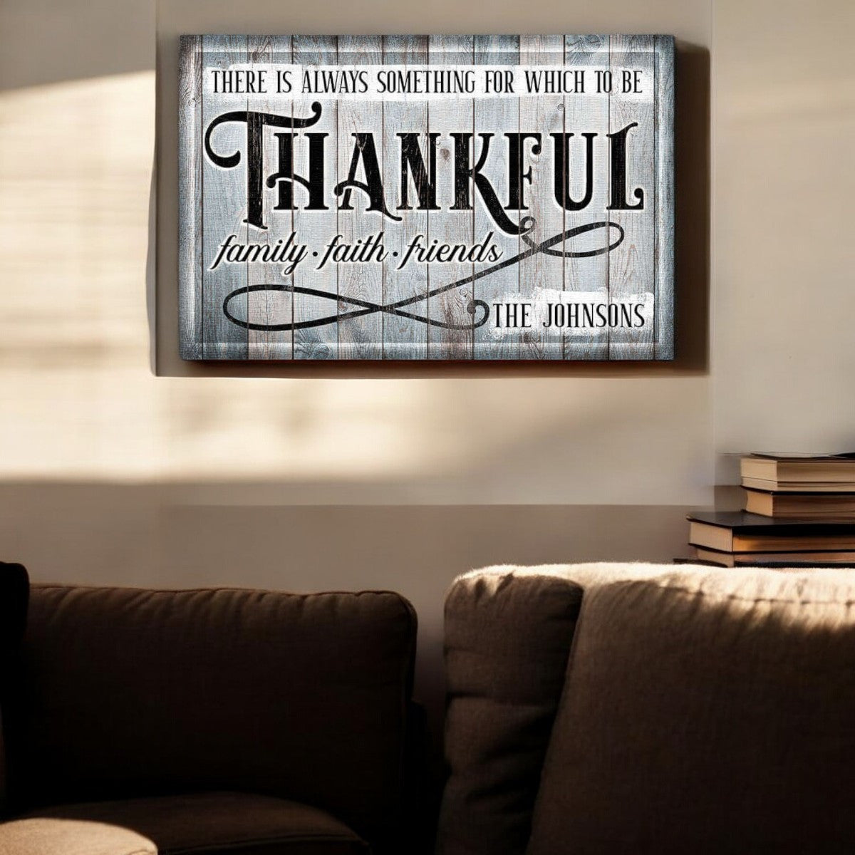 Personalized There's Always Something To Be Thankful For Canvas Wall Art – Family Home Decor