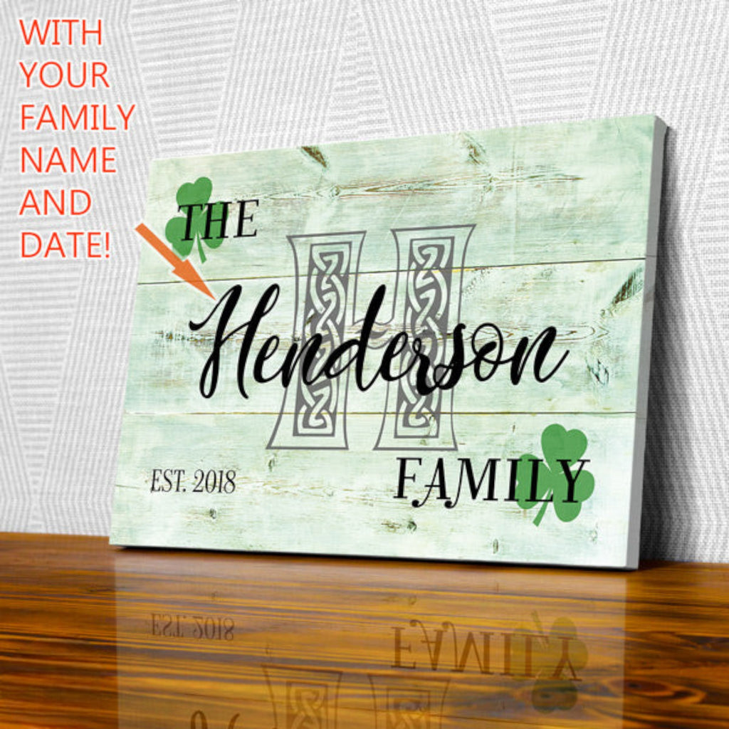 Personalized Irish Family Name Canvas Wall Art – Family Home Decor