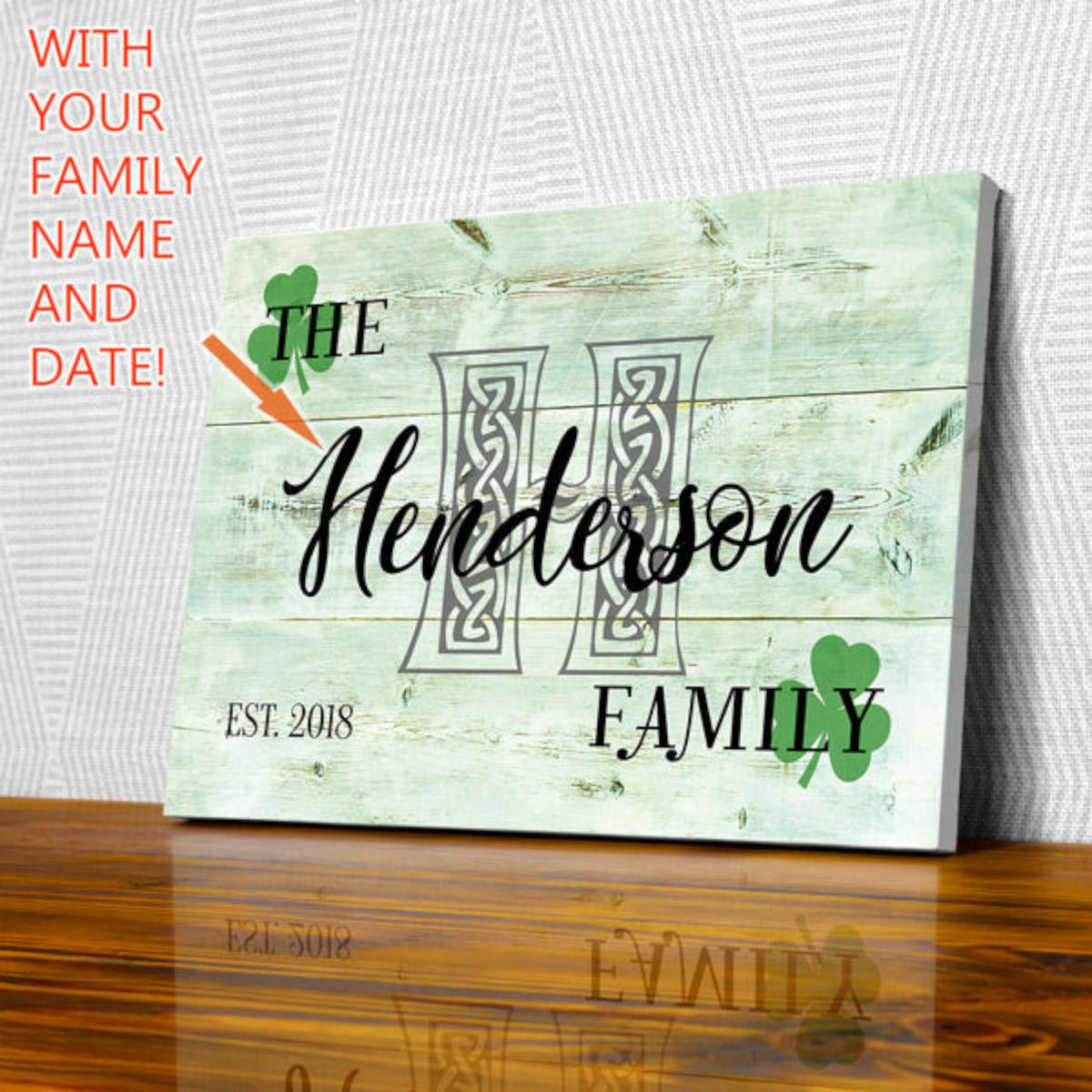 Personalized Irish Family Name Canvas Wall Art – Family Home Decor
