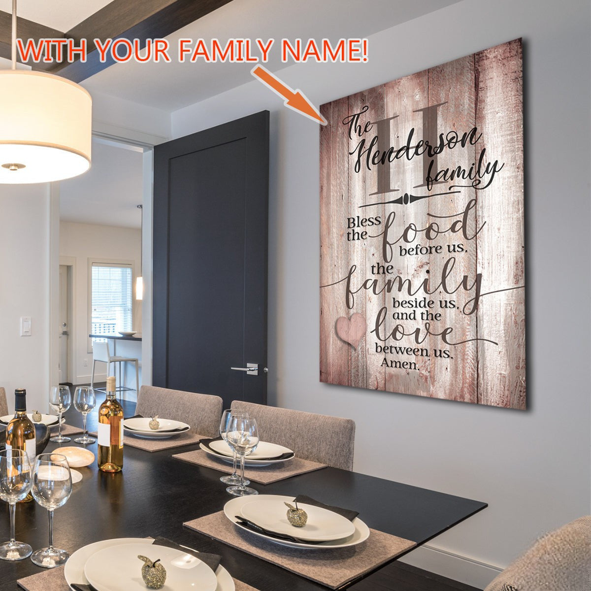 Personalized Food, Family, Love Wood Tone Canvas Wall Art – Family Home Decor