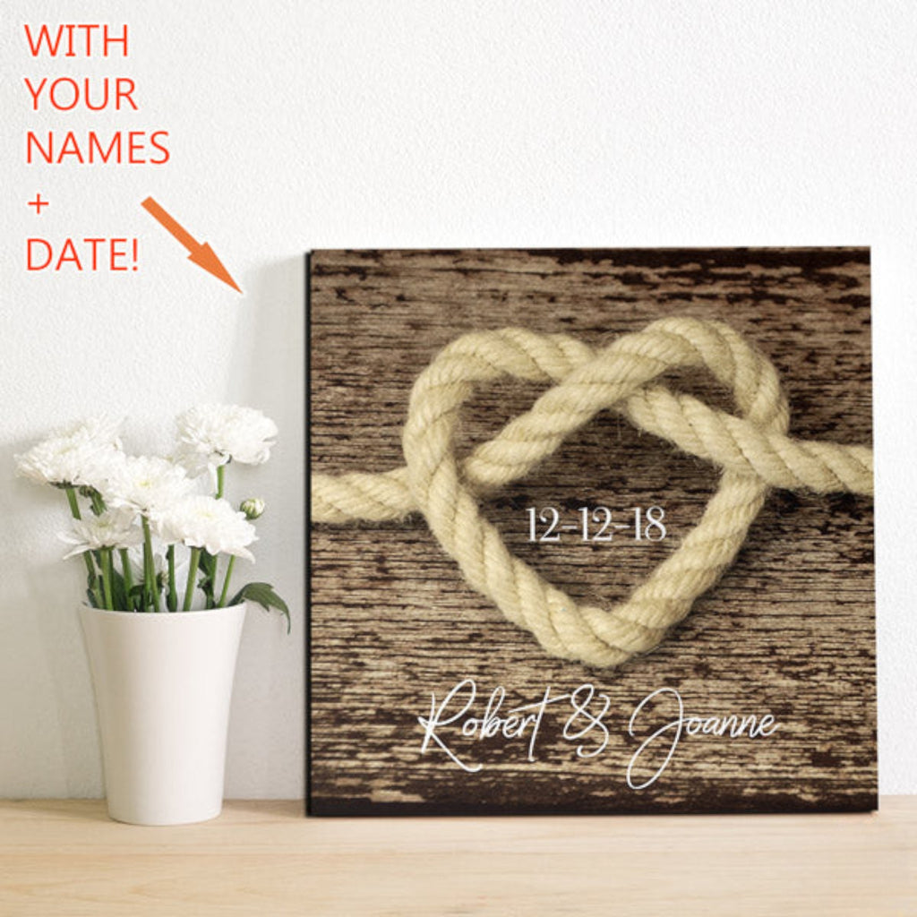 Personalized Tie The Knot Canvas Wall Art – Wedding Gift