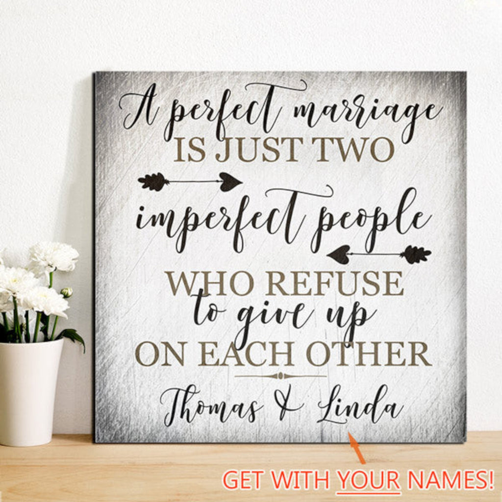 Personalized A Perfect Marriage Canvas Wall Art – Couple Gift