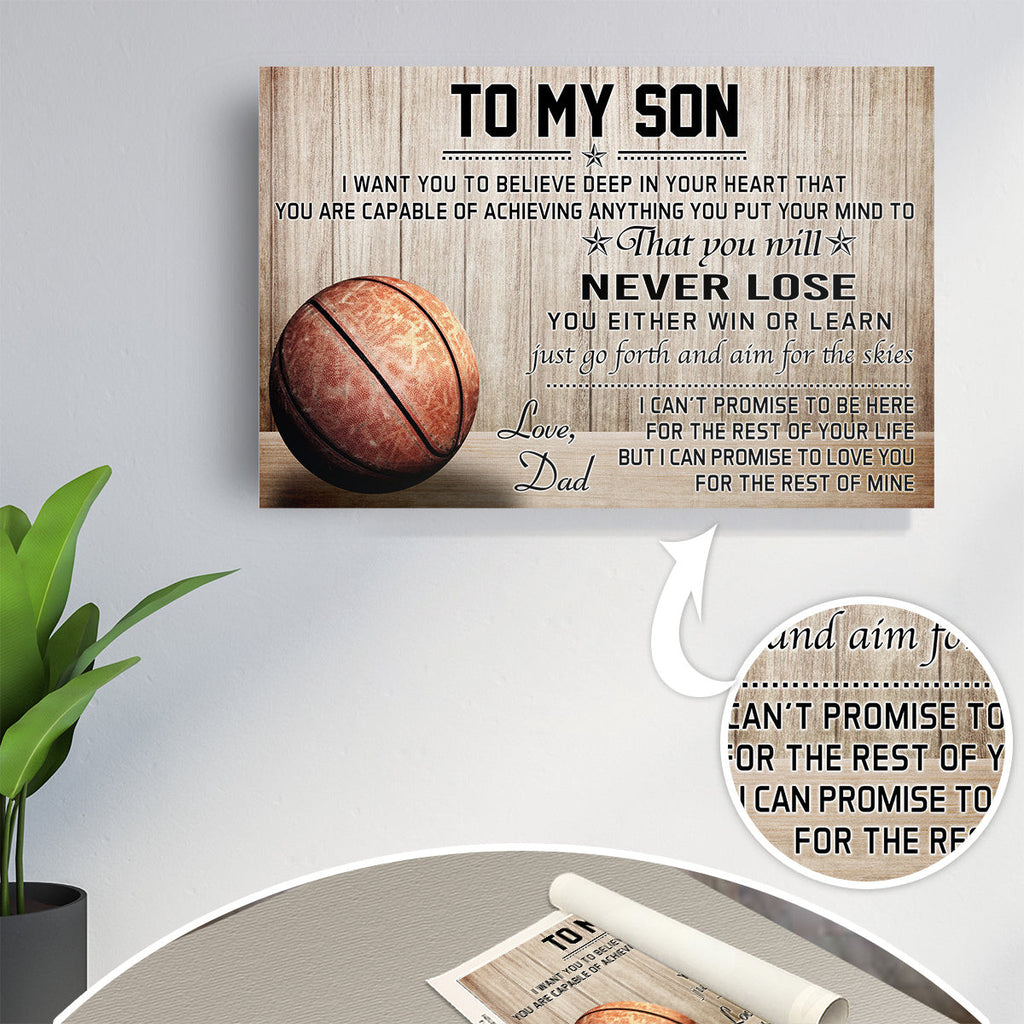 Basketball To My Son Love Dad Canvas Wall Art – Gift for Son