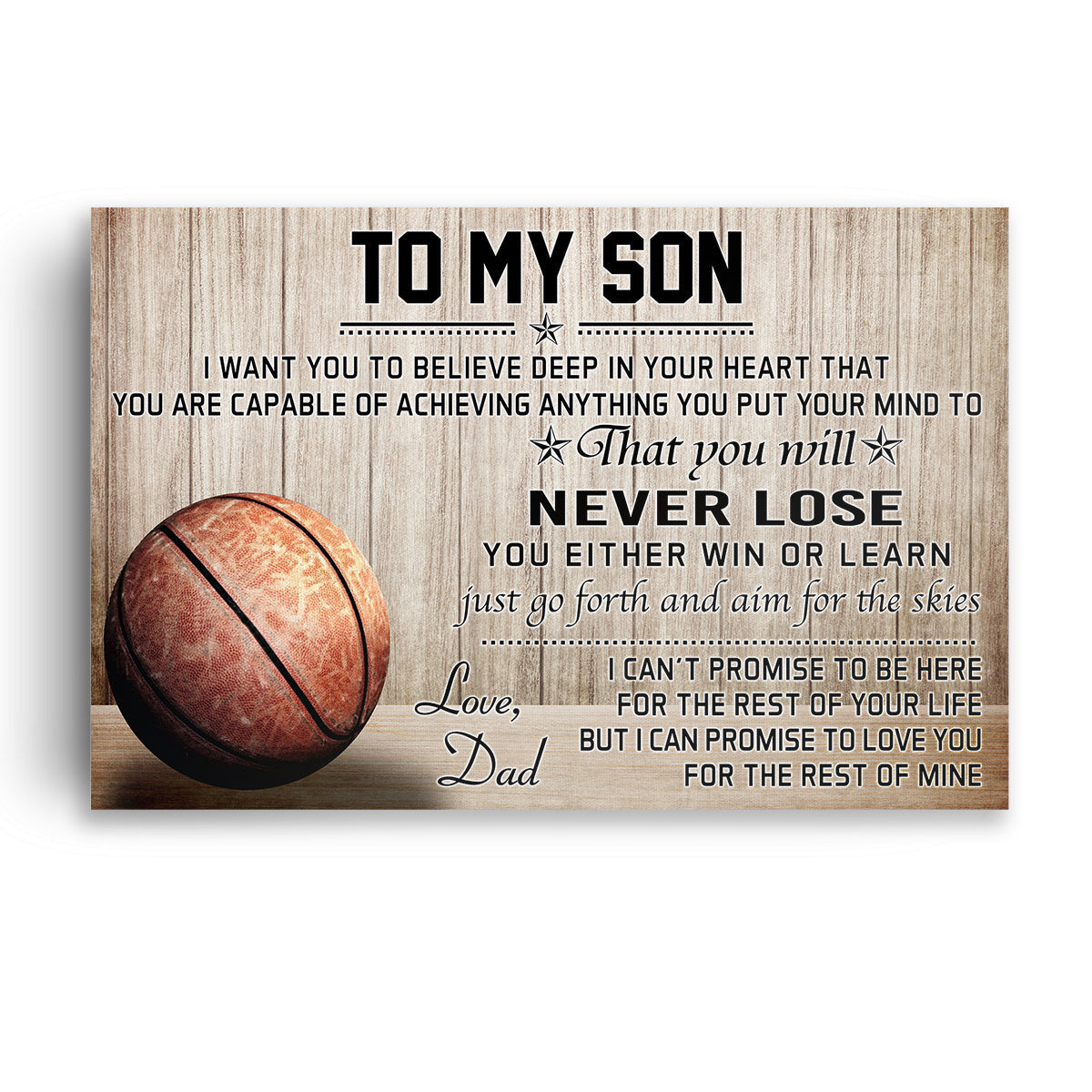 Basketball To My Son Love Dad Canvas Wall Art – Gift for Son