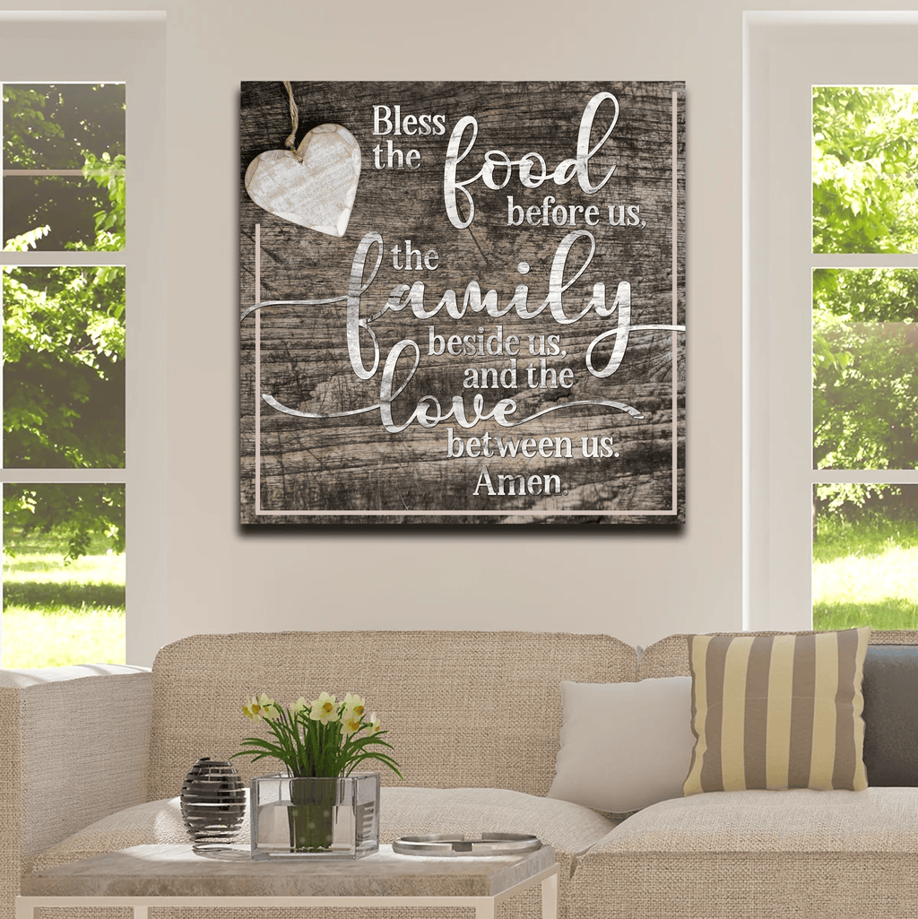 Bless The Food, The Family And The Love Canvas Wall Art – Kitchen Wall Decor