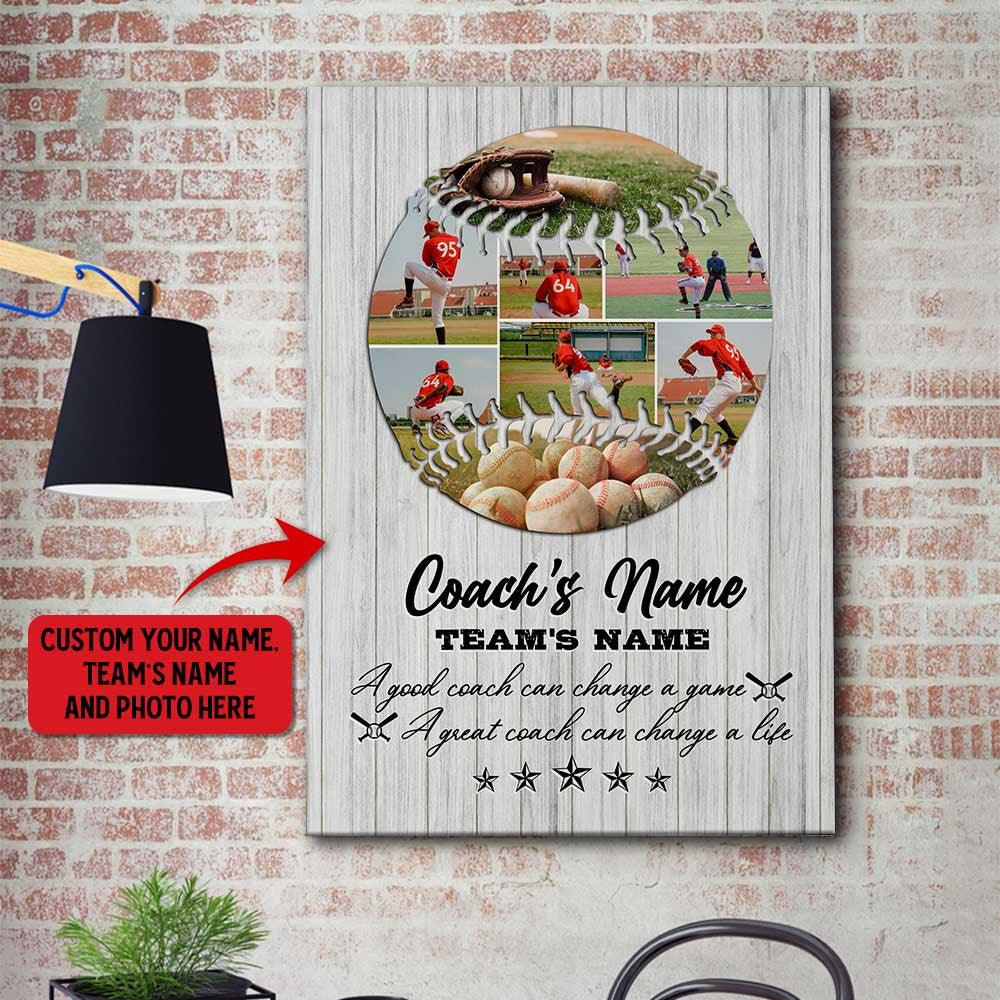 Personalized Baseball Coach Canvas Wall Art – Gift for Coach
