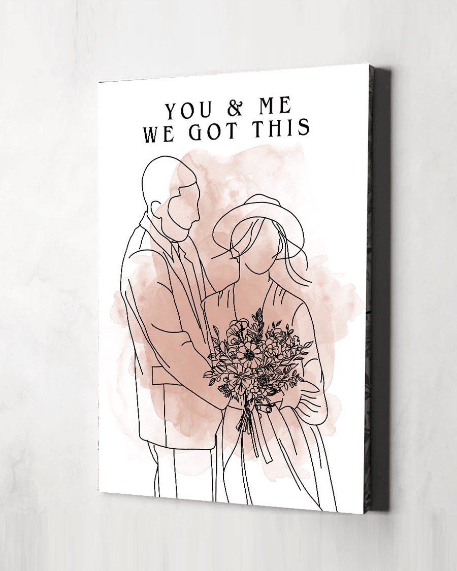 Personalized Couple Line Art Drawing We Got This Canvas Wall Art – Couple Gift