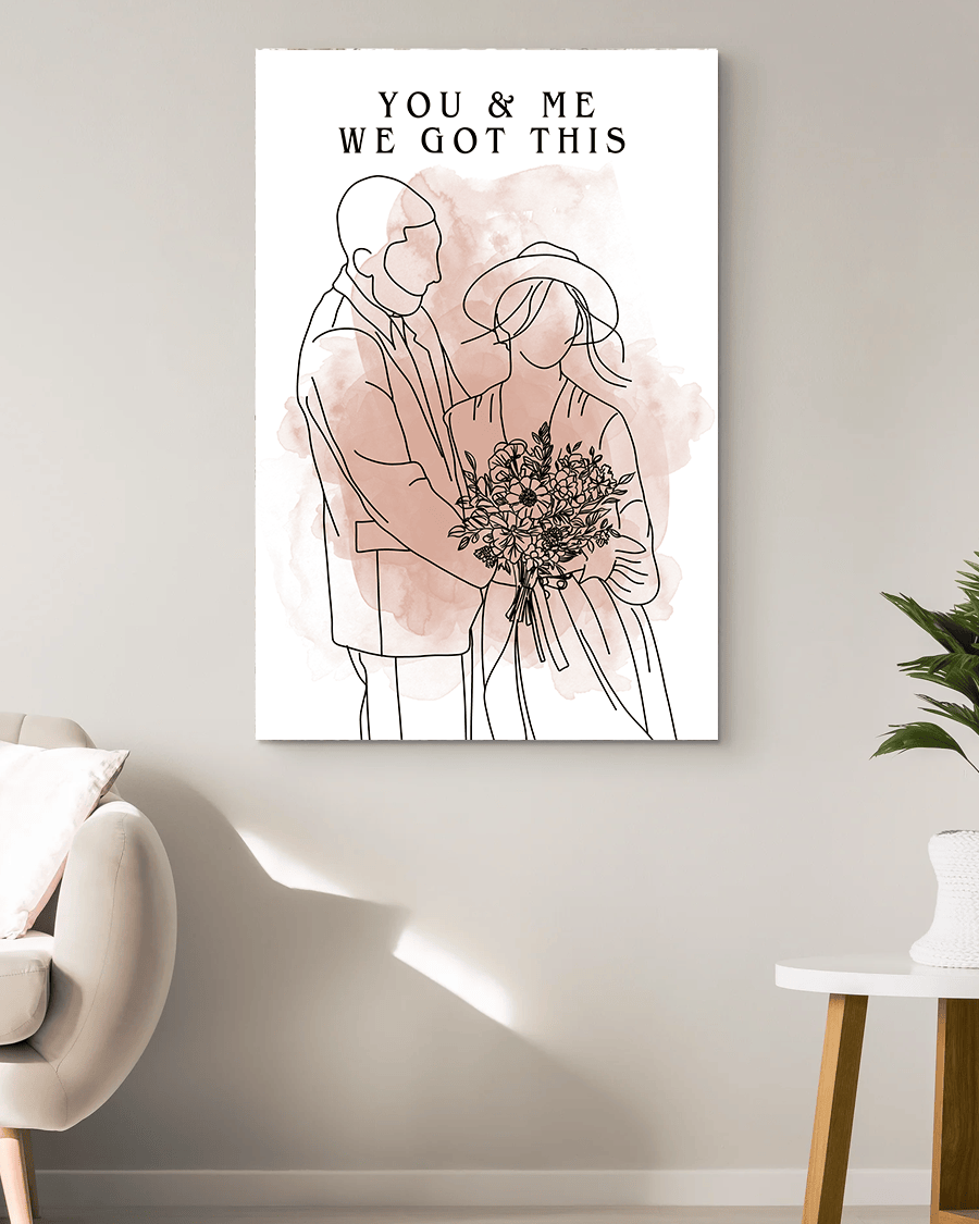 Personalized Couple Line Art Drawing We Got This Canvas Wall Art – Couple Gift