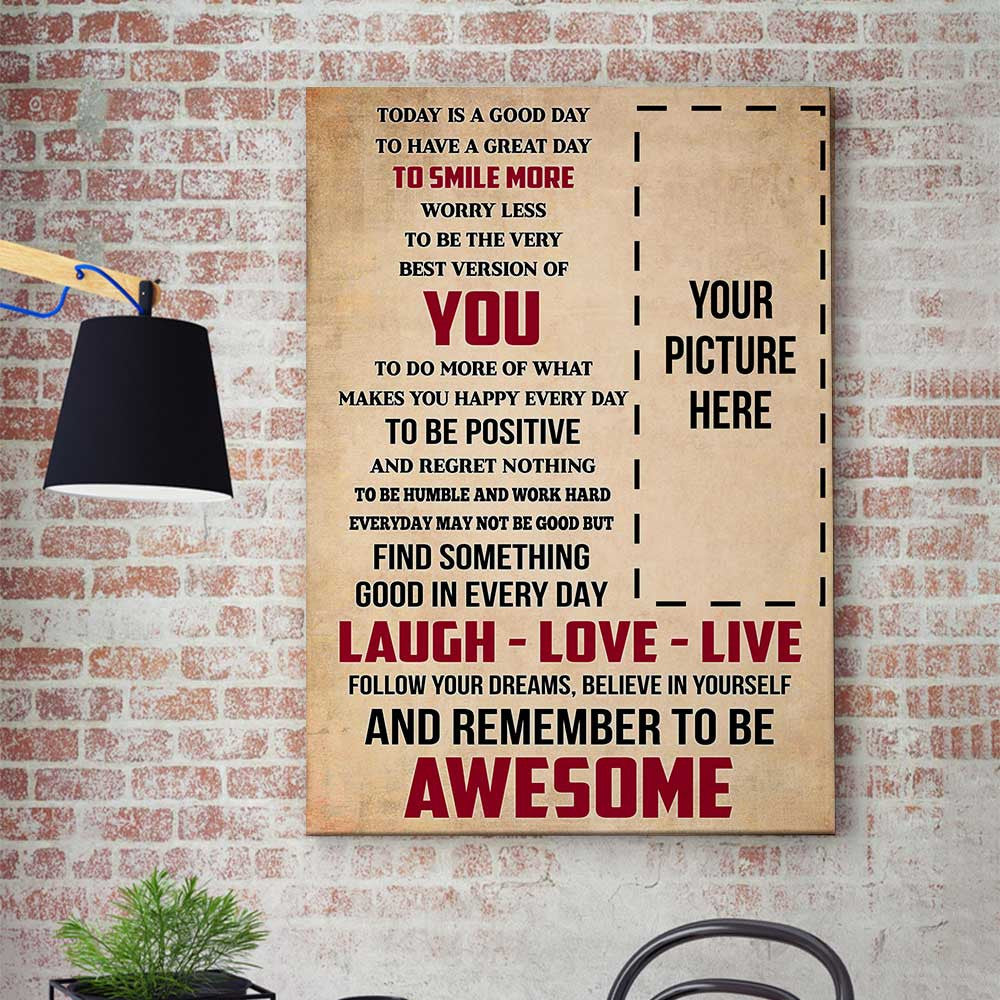 Personalized Photo Remember To Be Awesome Baseball Canvas Wall Art – Sports Wall Decor