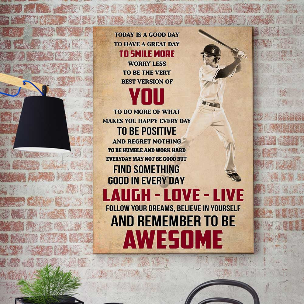 Personalized Photo Remember To Be Awesome Baseball Canvas Wall Art – Sports Wall Decor