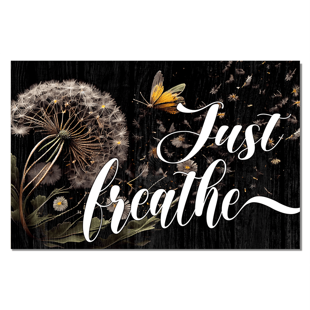 Dandelion Just Breathe Canvas Wall Art – Inspirational Wall Decor