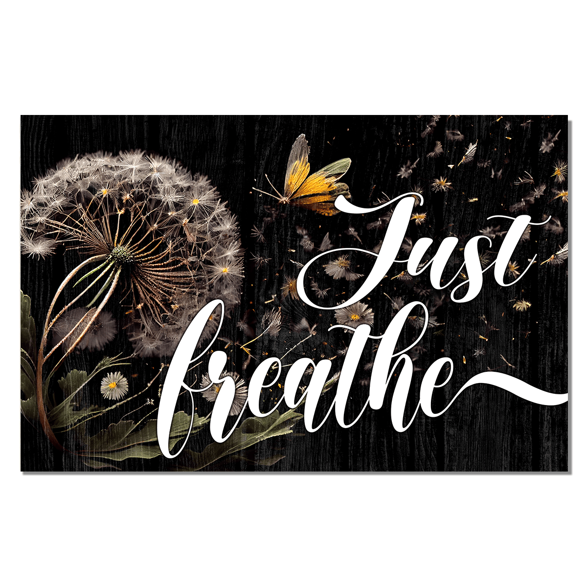 Dandelion Just Breathe Canvas Wall Art – Inspirational Wall Decor