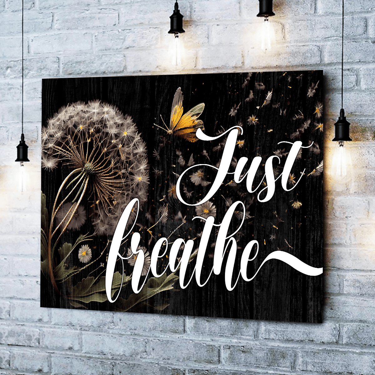 Dandelion Just Breathe Canvas Wall Art – Inspirational Wall Decor